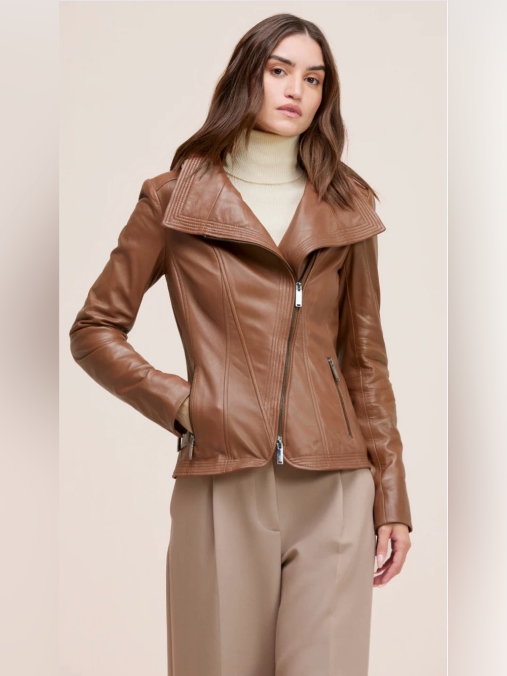Danier Women's Camel Genuine Leather ELIZA bomber.